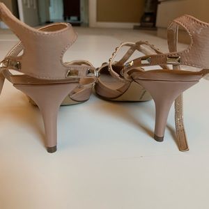 Inc pointed toe gold studded kitten heel